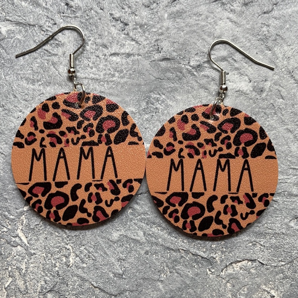 5 for $25 New leopard print soft leather mama earrings